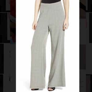 Wayf “Andrea” Wide Leg High Waist Plaid Pant